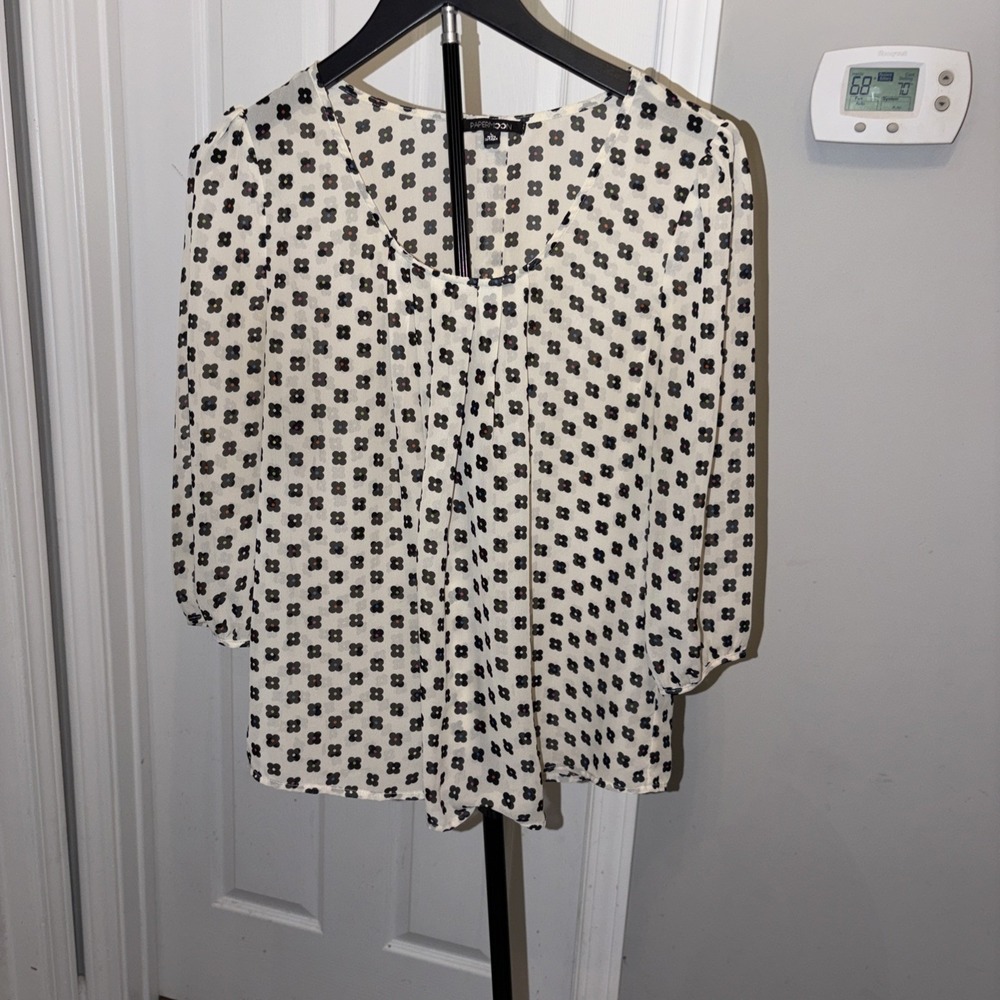 Papermoon top large Sheer Chiffon Geometric 3/4 Sleeve Cottagecore Casual‎ Flowy